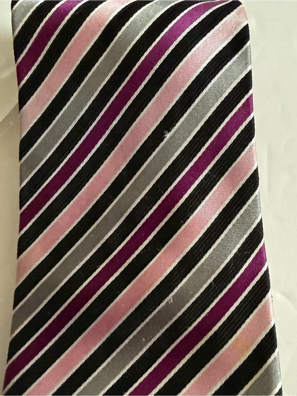 Striped Pink and Black Men's 100% Silk Tie Modern